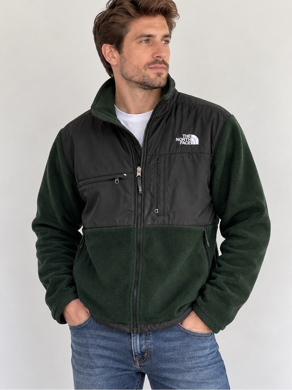The North Face Dark Green and Black Performance Fleece Jacket